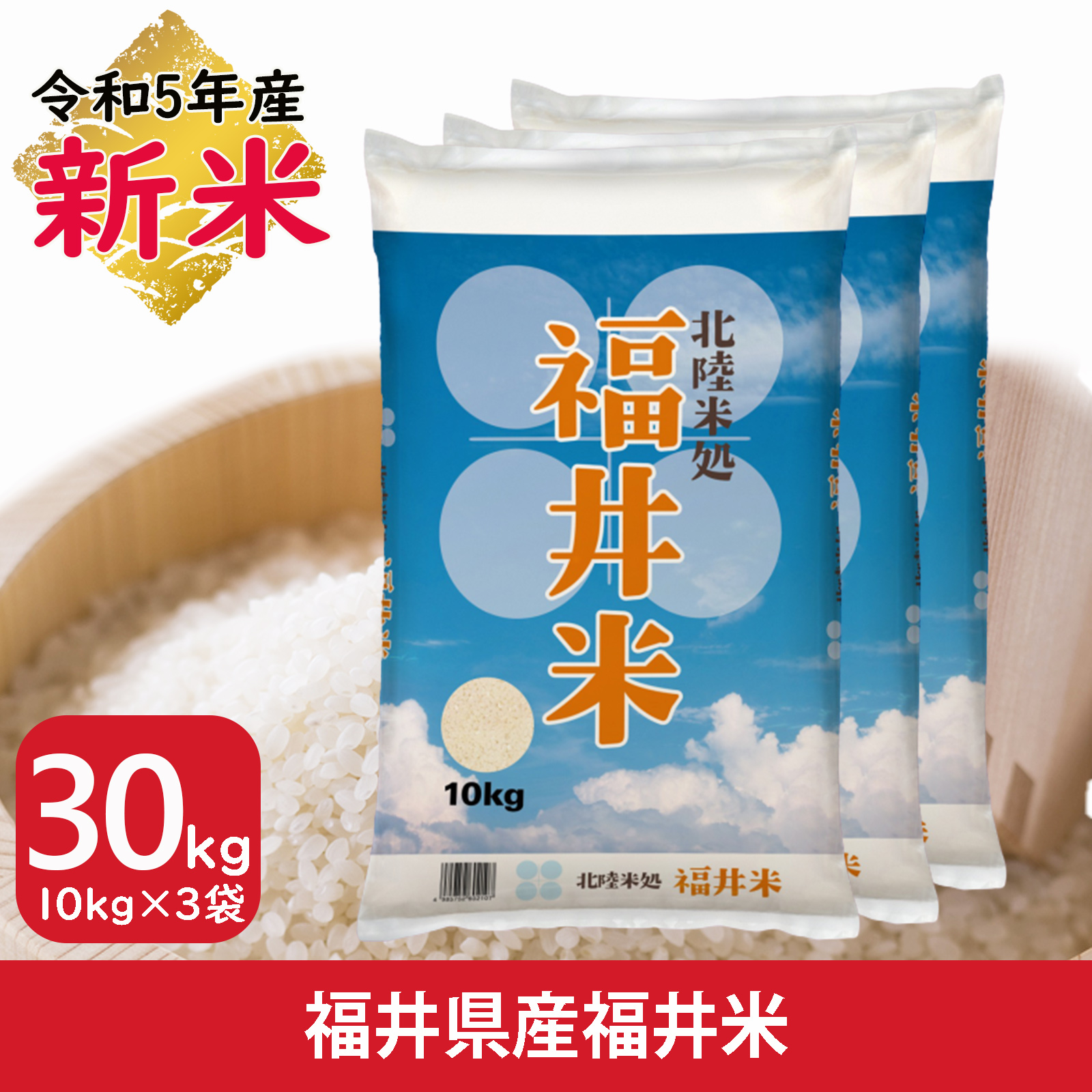 新米 米 30kg 10kg×3袋 送料無料 福井米 福井県産100% 白米 令和5年産