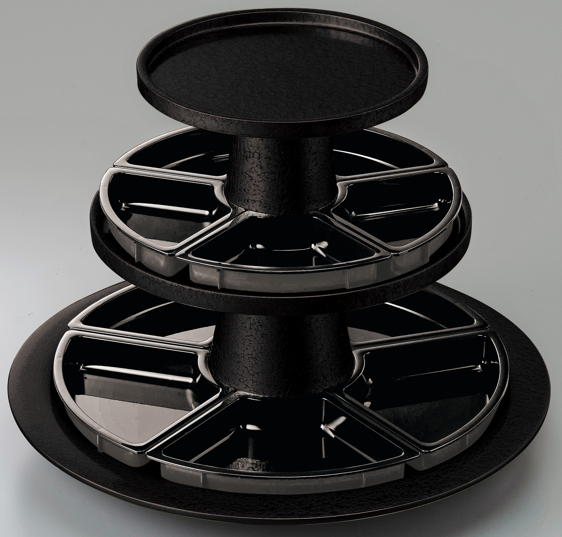 尺7寸 回転オードブル盛皿 黒・ホワイトアクア f8-394-6 : 料理道具の