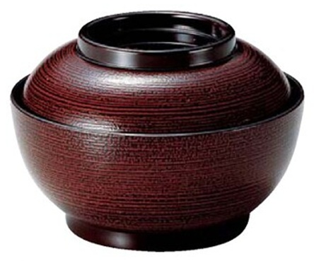 福井クラフト 雑煮椀 蓋付き 4寸 千鳥椀 溜刷毛目内朱 （直径118mm
