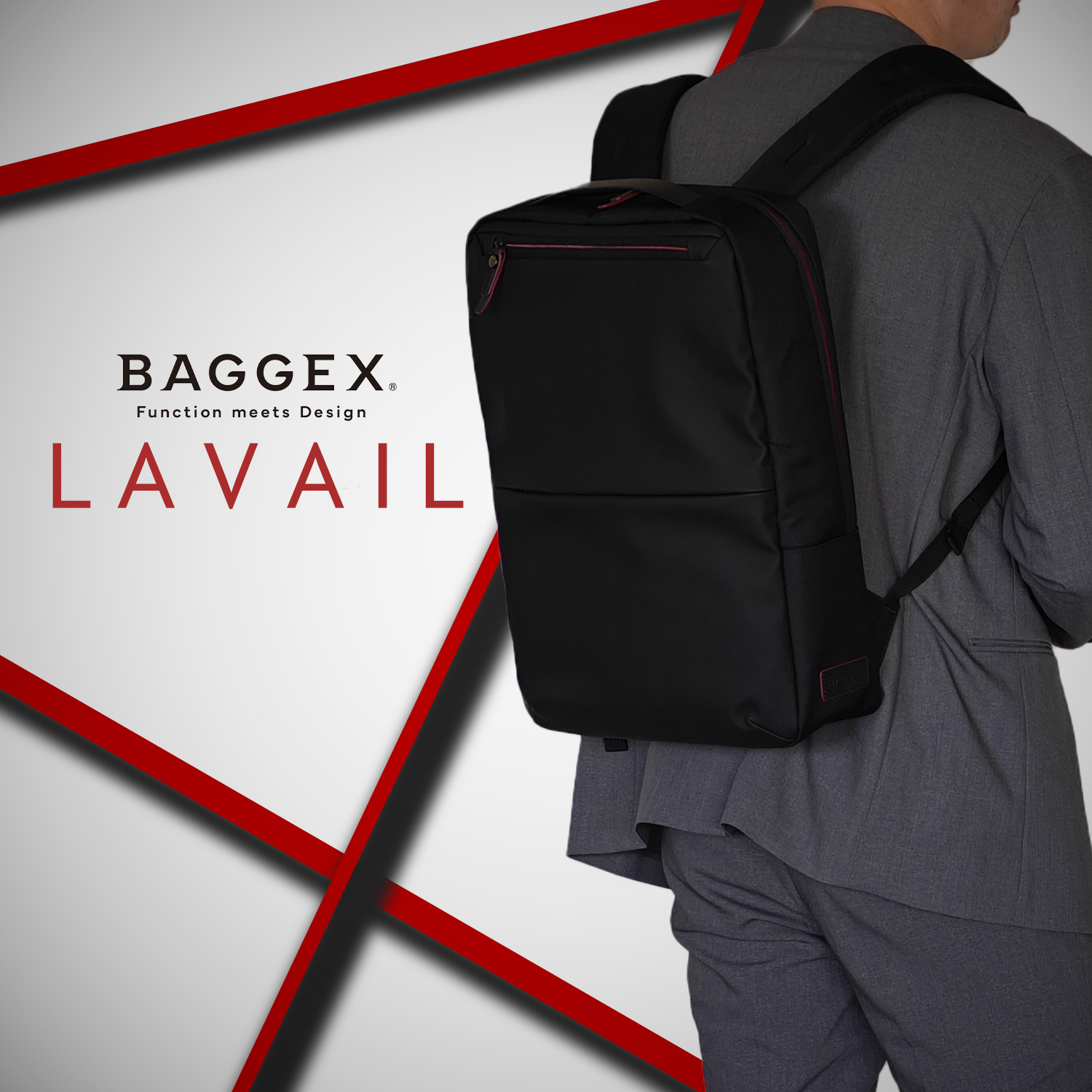 BAGGEX ビジネスリュック メンズ マットブラック B4 14インチPC対応 