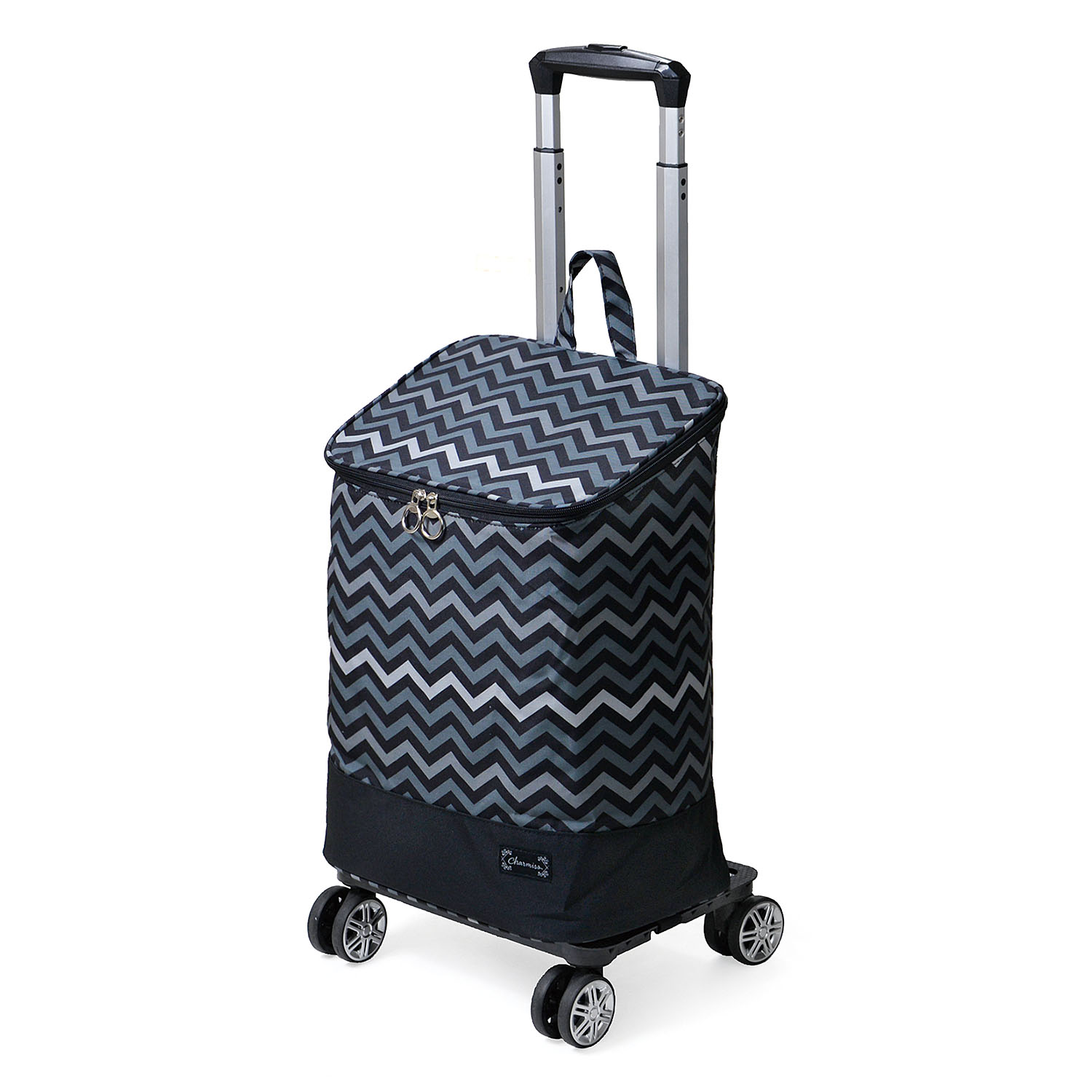 ショッピングカート シェブロン柄 4輪 横押し 保冷 大容量 25L
