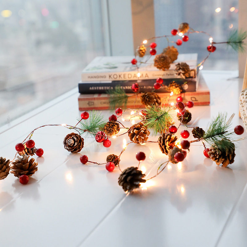 LEDイルミネーション 電池式 クリスマスライト LEDライト クリスマス 飾りツリー 20led led電球 2ｍ ベリーピック 松ぼっくり パーディー 電飾 クリスマスツリー｜fukumann｜02