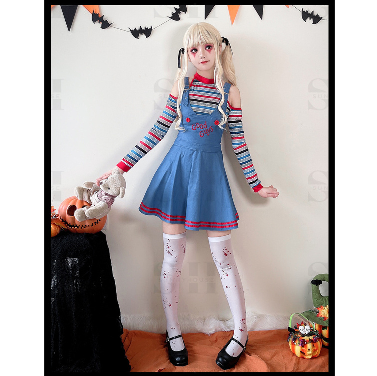 3点セット ハロウィン衣装 チャッキー 仮装 ワンピース 変装