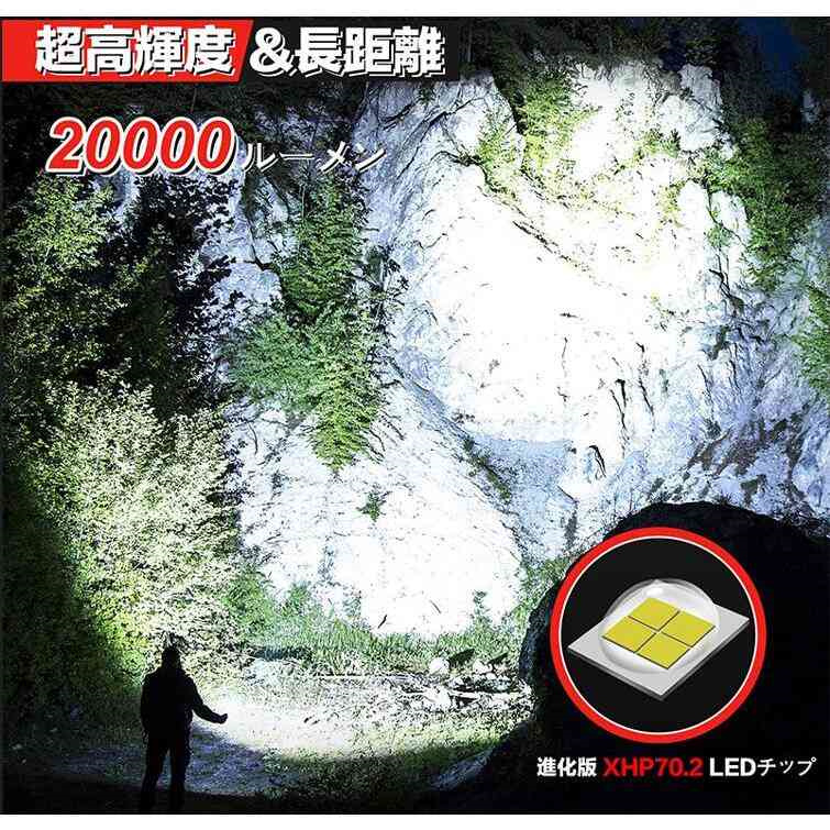 懐中電灯 20000ルーメン led 強力 充電式 軍用 最強 超高輝度