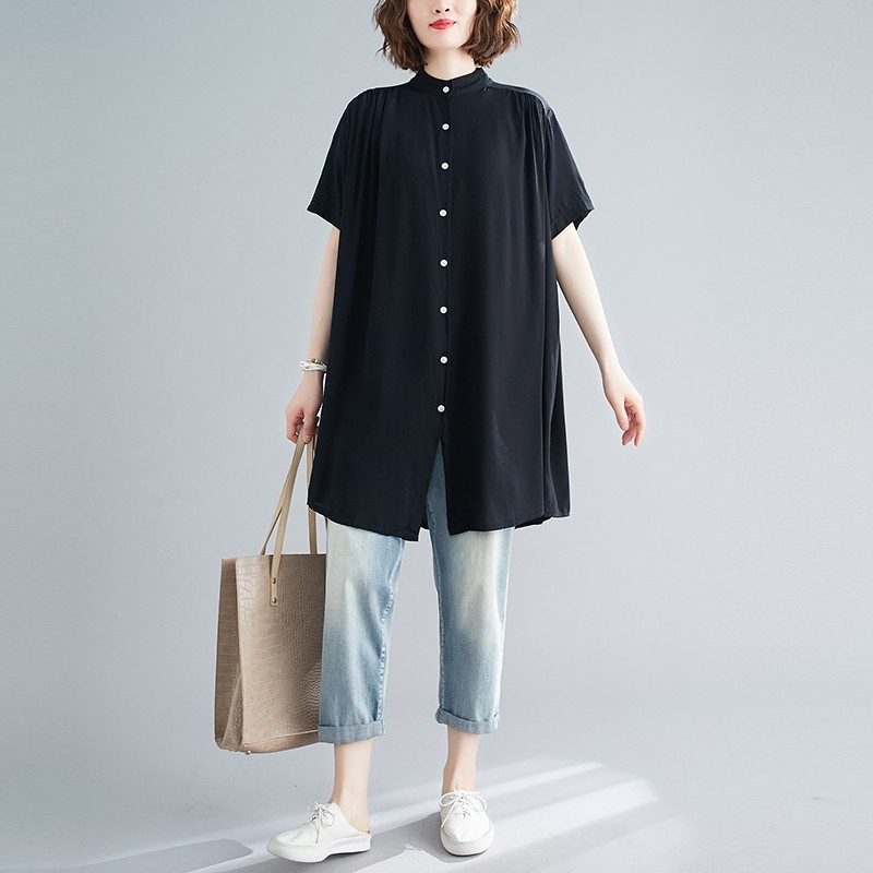 シャツ ロングシャツ レディース トップス 無地 チュニック