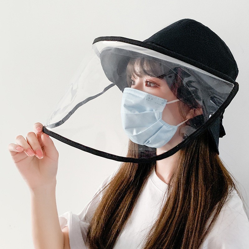 ウイルス対策ハット フェイスシールド 飛沫防止帽子 飛沫感染対策防護帽 飛沫防止 透明バイザー つば広 フェイスガード 防風キャップ 折りたたみ 兼用
