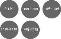 午前中 12時〜14時 14時〜16時 16時〜18時 18時〜21時