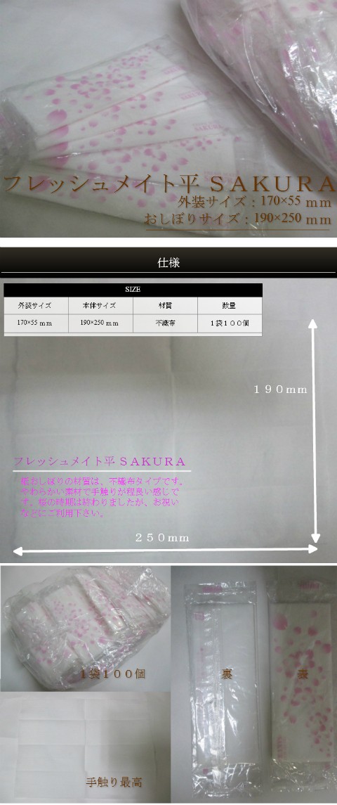 フレッシュメイト 不織布タイプおしぼり 無地（平） 185×250 1500枚