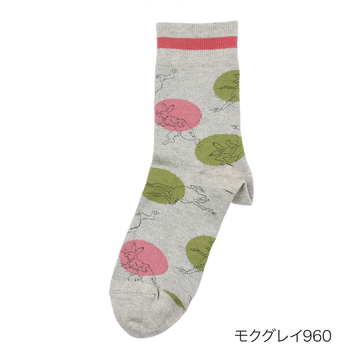 Fukuske（フクスケ） 鳥獣戯画 靴下 クルー丈 うさぎ柄 (3163-280)福助