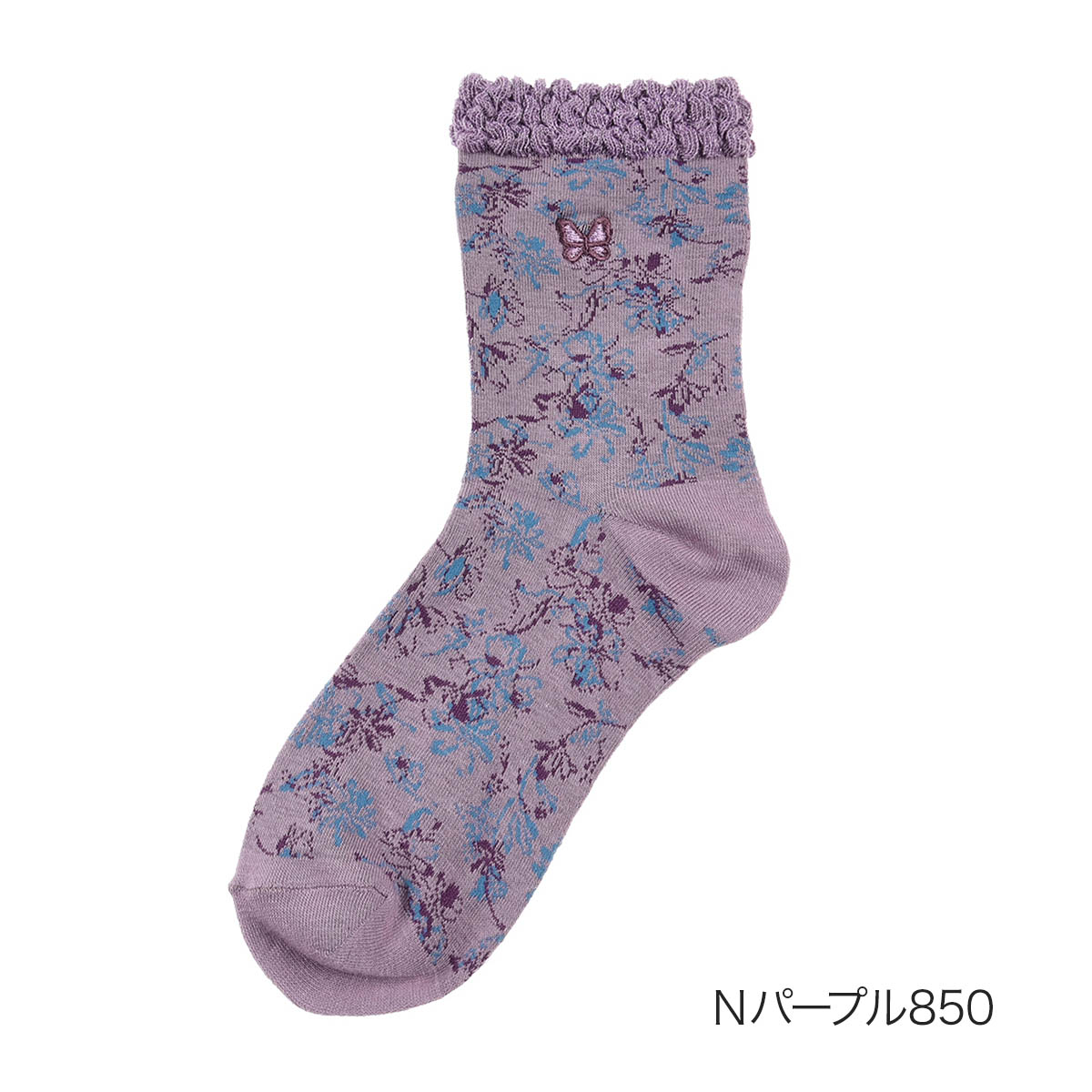 HANAE MORI 福助 【HANAE MORI】 靴下 総柄 クルー丈 トップラメ HANAE MORI 福助 【HANAE MORI】 靴下 総柄 クルー丈 トップラメ