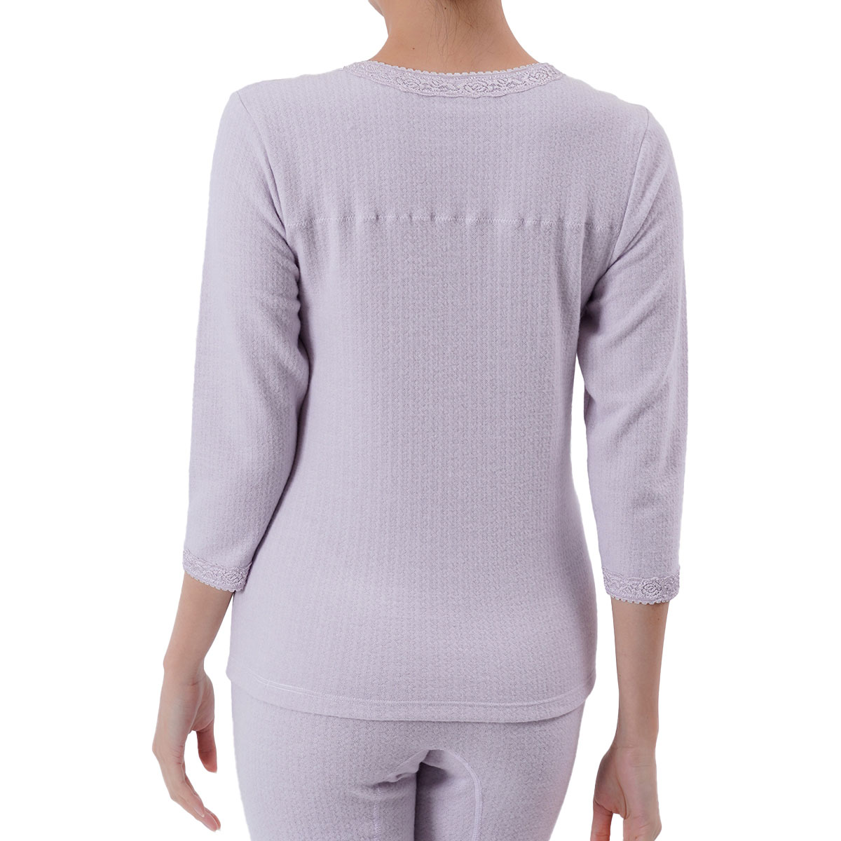 満足 福助 気心地自慢 ： 両面起毛 長袖シャツ 無地 8分袖 (50-8819