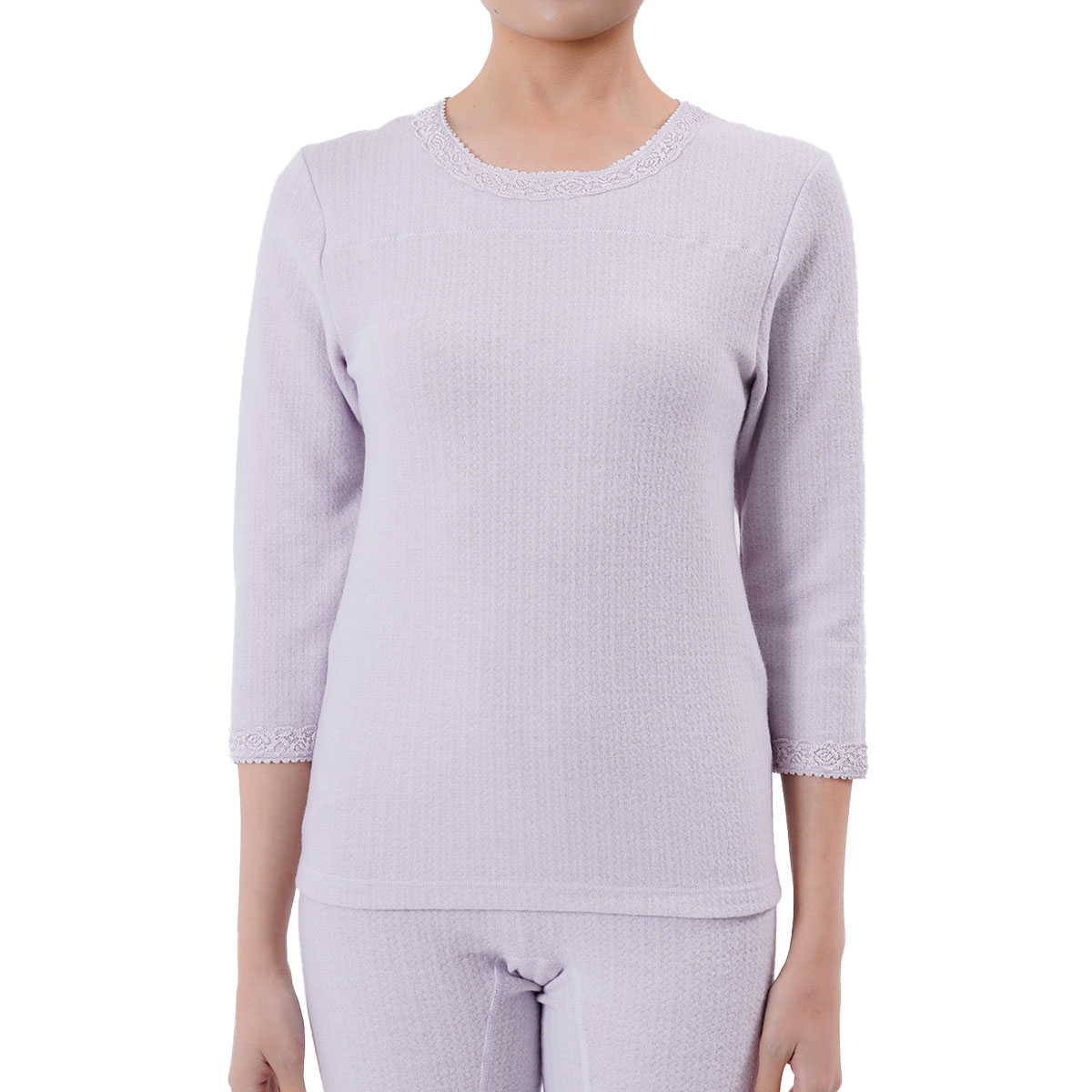 満足 福助 気心地自慢 ： 両面起毛 長袖シャツ 無地 8分袖 (50-8819