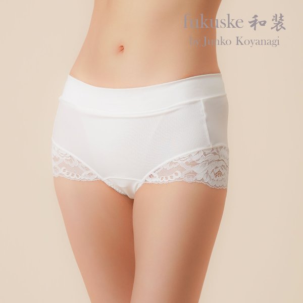 HOUDINI ホワイト スカート インナーショーツ付き Fukuske インナー レディース fukuske和装 お腹押さえ骨盤底筋