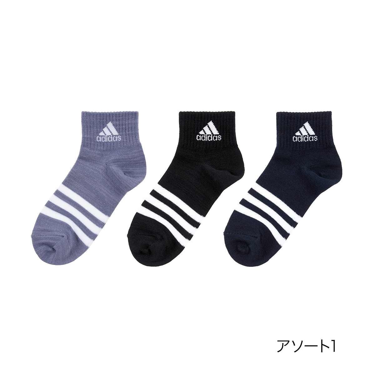 福助 公式 靴下 ショート丈 3足組 レディース adidas(アディダス) Deoシリーズ 無地 ワンポイント リブ 3234-09L 婦人 女性 フクスケ fukuske｜fukuskeonline｜02