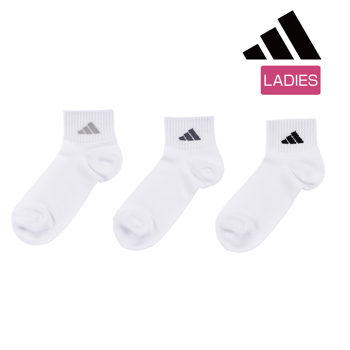 adidas 福助【アディダス】3足組 靴下 DEO 無地 ワンポイント