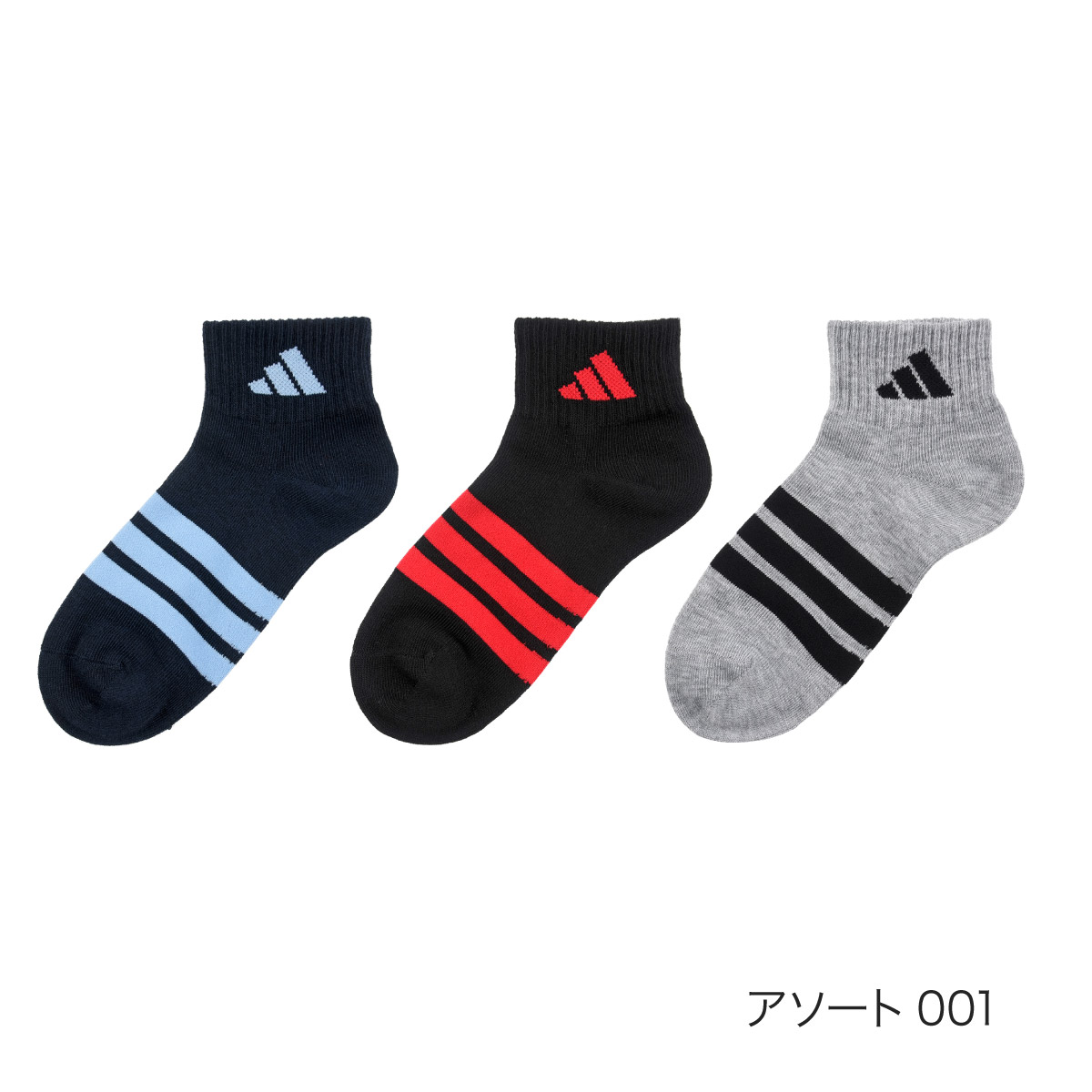 adidas（アディダス） 靴下 ショート丈 ワンポイント 3本ライン ロゴ
