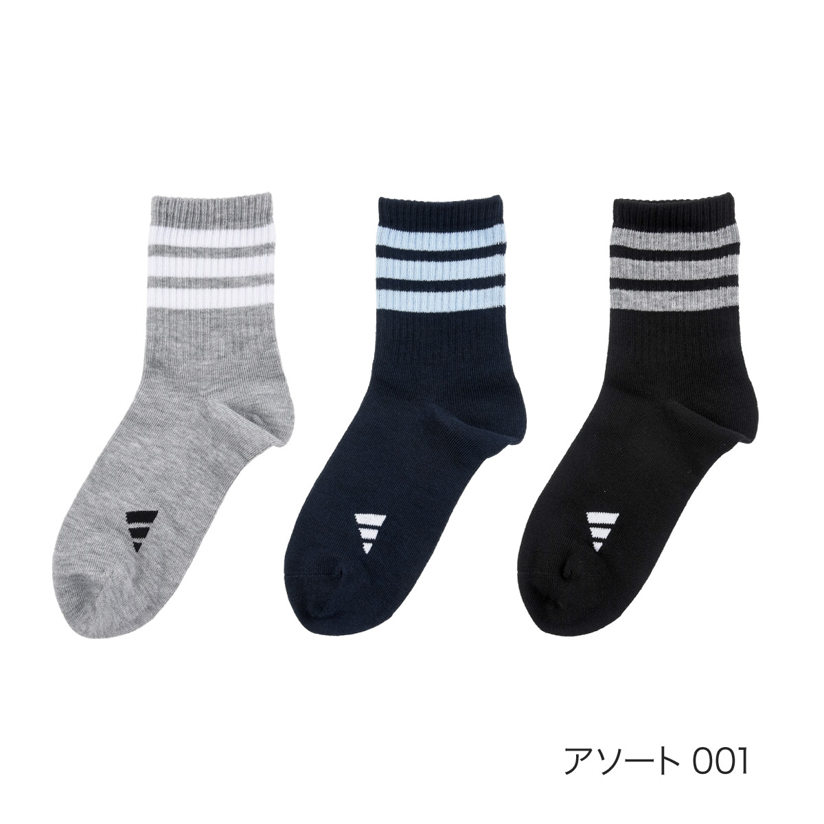 adidas（アディダス） 靴下 クルー丈 ワンポイント 3本ライン ロゴ 消