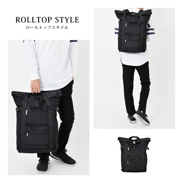 リュックサック 大容量 3way スクエア ロールトップ メンズ レディース