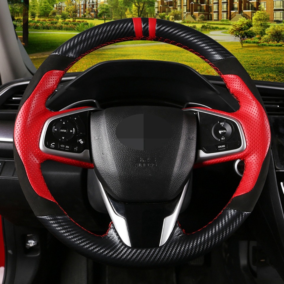 HONDA ホンダ 純正ステアリング　赤ステッチ　シビック ステアリング のステッチ赤塗り（ホンダ シビック (ハッチバック