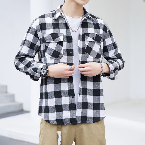 メンズ 長袖シャツ ブルー チェック柄 紳士服 黒シャツ 長袖 メンズポロシャツ チェックシャツ ボタンダウン カジュアルシャツ 春秋 新作 送料無料 :cscxnen0010:服屋123 - 通販 - Yahoo!ショッピング