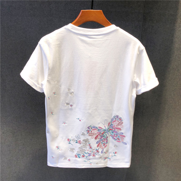 半袖Tシャツ 和柄刺繍 蝶 メンズ 刺繍 華鳥風月 白 Tシャツ 黒Tシャツ 薄手 メンズ特攻服 白...