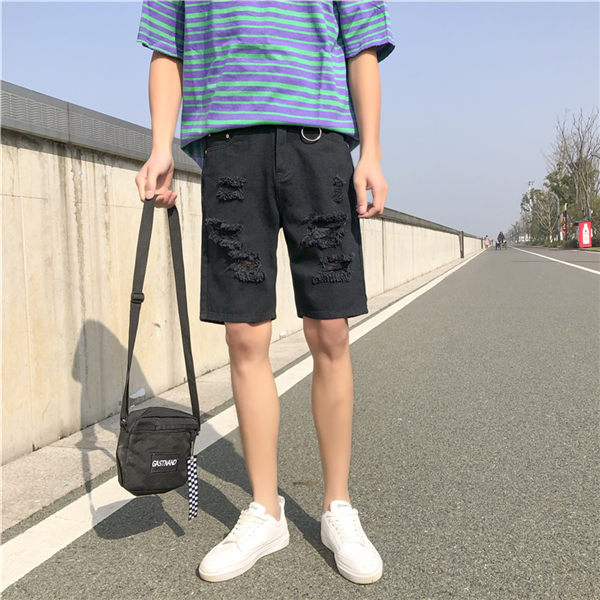 ショートパンツ メンズ デニムパンツ 黒パン ダメージ加工デニム ジーパン ジーンズ 短パン ハーフパンツ ショーツ 春夏 おしゃれ 人気 送料無料 Hgreynzk 服屋123 通販 Yahoo ショッピング