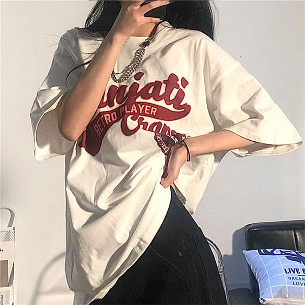 半袖tシャツ レディース ビッグtシャツ 白tシャツ プリント 英語