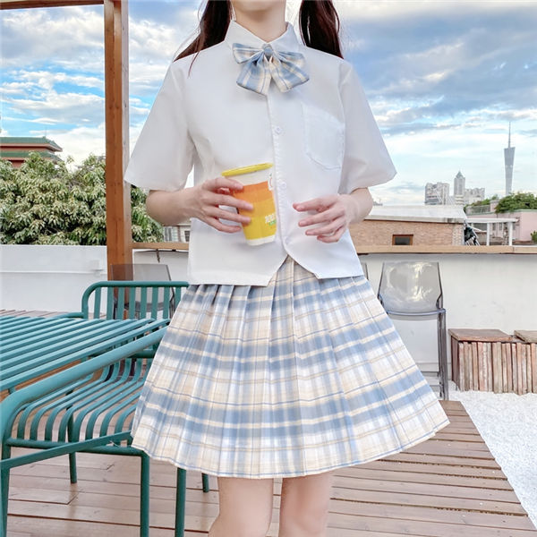 JK制服 セーラー服 上下セット 関西襟 半袖 リボン 学院風 学生服