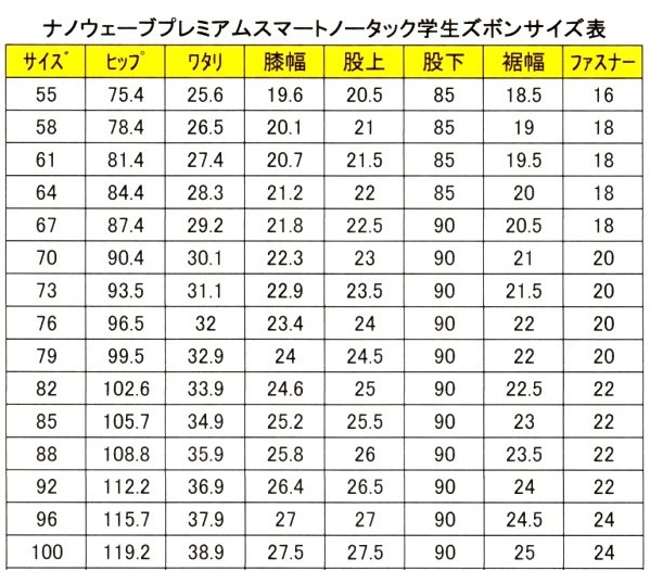 サイズ表