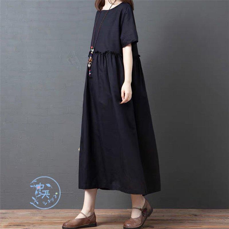ゆるワンピース 夏ワンピース Tシャツワンピース ワンピース半袖 綿ミモレワンピース ワンピースレディース40代50代 大きいサイズカジュアル 旅行 | ブランド登録なし | 01