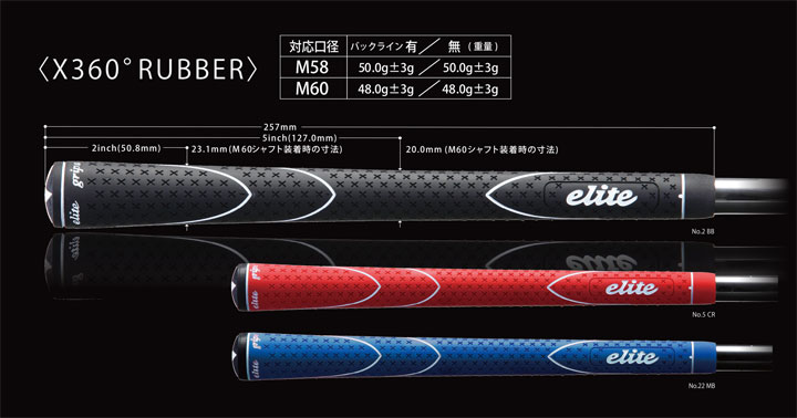 elite grips エリート ELITE X360°RUBBER (バックライン有 無