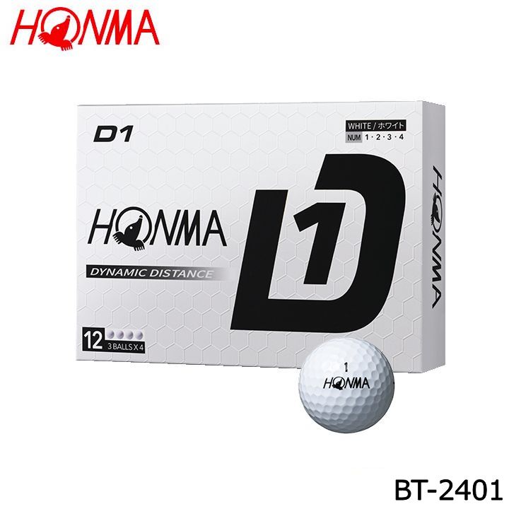 本間ゴルフ BT2401 D1ボール 1ダース(12個入り) ホワイト ゴルフボール HONMA 10p｜full-shot