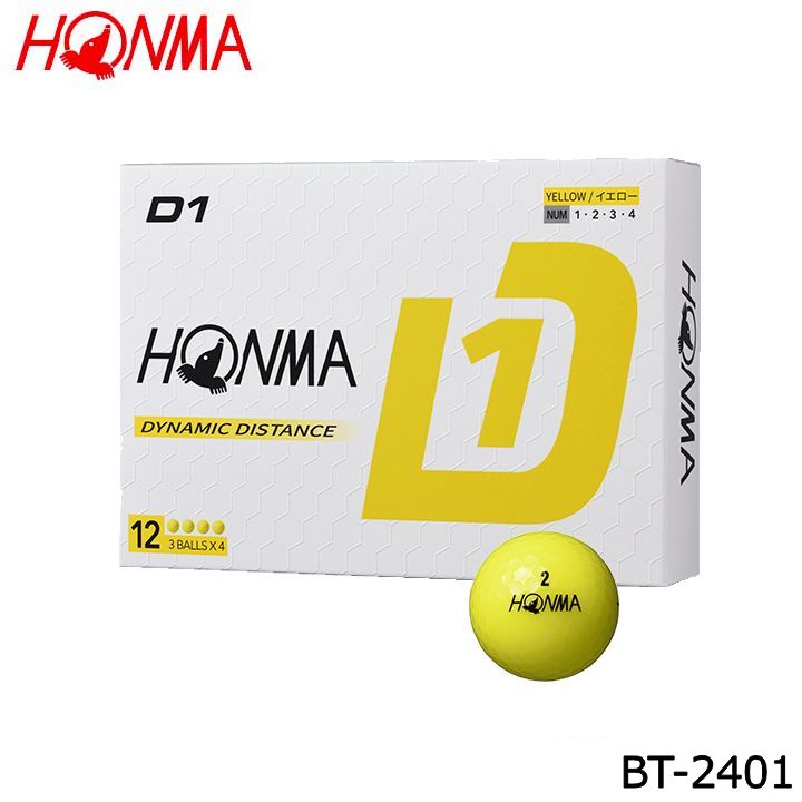 本間ゴルフ BT2401 D1ボール 1ダース(12個入り) イエロー ゴルフボール HONMA 10p｜full-shot