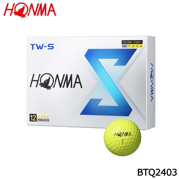 本間ゴルフ BTQ2403 TW-S ボール 1ダース(12個入り) イエロー ゴルフボール HONMA 10p｜full-shot