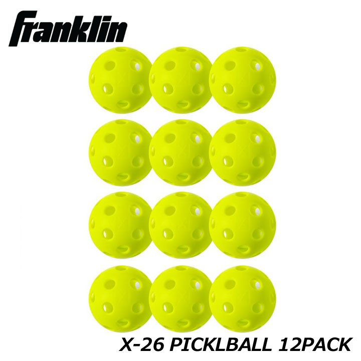 フランクリン 52910X X-26 ピックルボール 屋内用 12個セット ライム