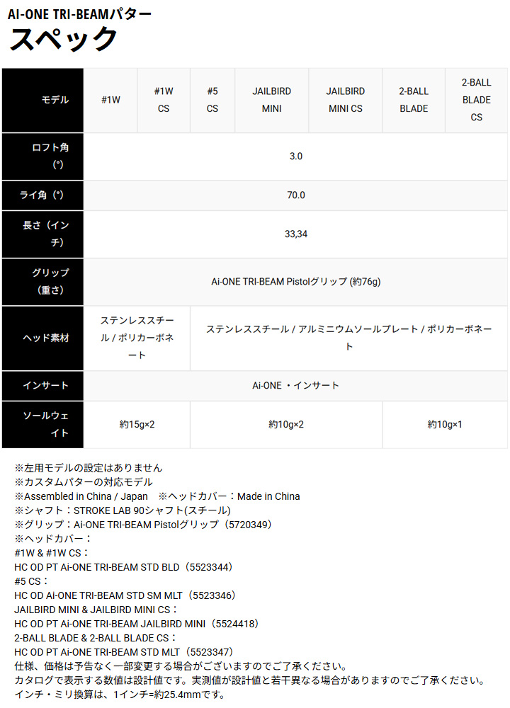 AiーONE オデッセイ Ai-ONE TRI-BEAM 2-BALL BLADE CH パター 日本正規