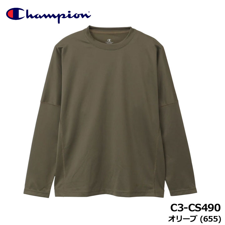 �`�����s�I�� C3-CS490 ���J�o���[�E�F�A �����O�X���[�uT�V���c �I���[�u(655)  ���� RECOVERY WEAR OLIVE 25FW Champion 10p
