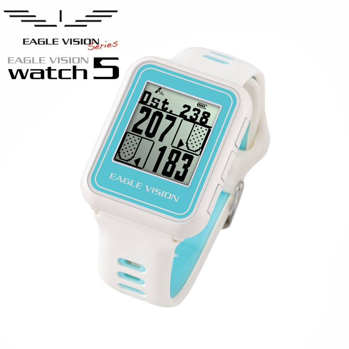イーグルビジョン ウォッチ5 ・EV-019 ホワイト 腕時計タイプ GPS小型距離計測器 EAGLE VISION WATCH5 WHITE EV019 朝日ゴルフ 即納