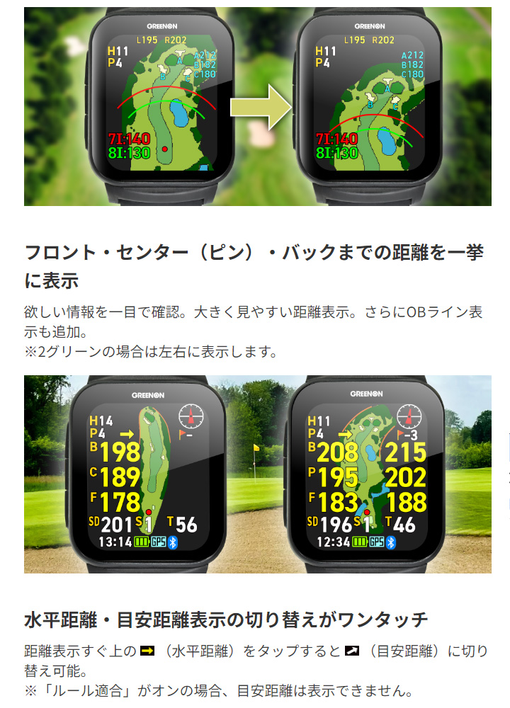 GREENON（グリーンオン） ザ ゴルフウォッチ GS501 腕時計型 GPS距離