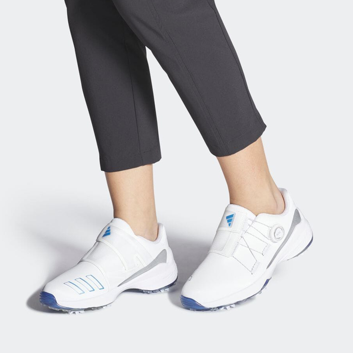 アディダス ウィメンズ ゼッドジー23 ボア GZ2171フットウェアホワイト/ブルーフュージョンメタリック/シルバーメタリック LII02  ゴルフシューズ レディース adidas GOLF 10p adidas（アディダス） ウィメンズ ゼッドジー23 ボア GZ2171 フット