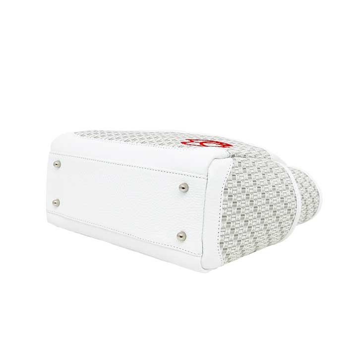ホンモン 博多織×カーフ カートバッグ ホワイト HMK-21656c/O 高級