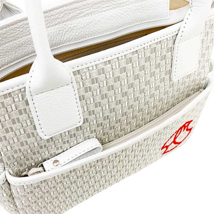 ホンモン 博多織×カーフ カートバッグ ホワイト HMK-21656c/O 高級