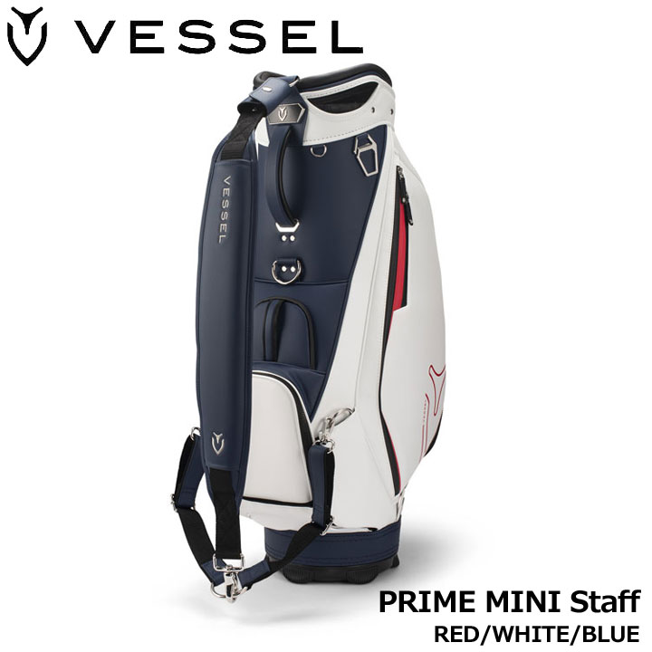 Vessel prime staffbag ホワイト キャディバッグ VESSEL ベゼル プライム ミニ スタッフ レッド/ホワイト/ブルー カート