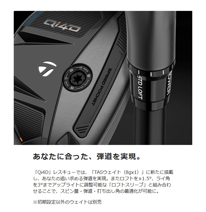 Qi4D テーラーメイド レスキュー ユーティリティ シャフト：【REAX 65