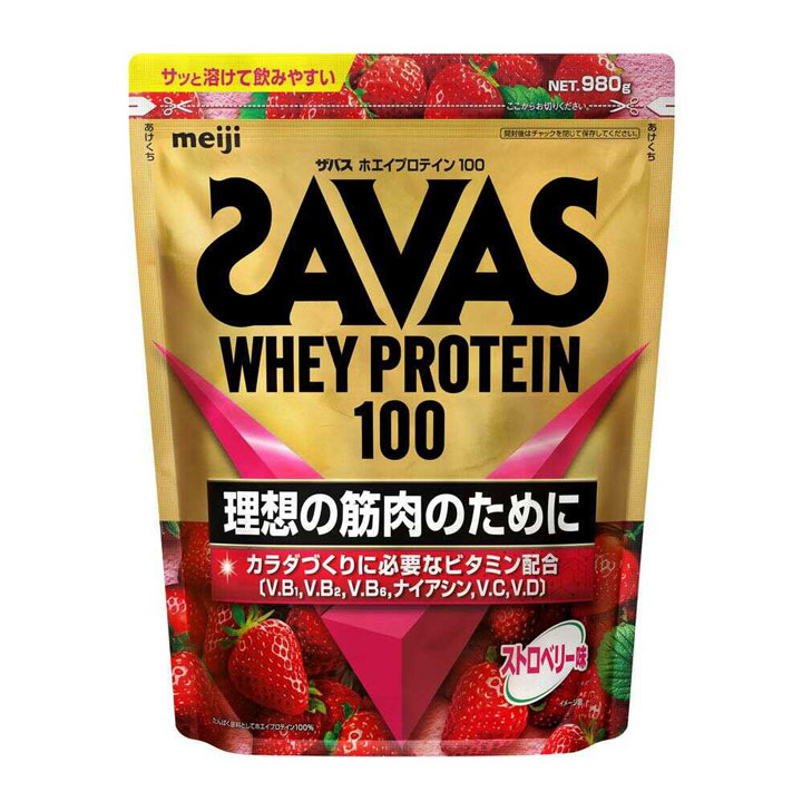 ザバス SAVAS ホエイプロテイン100 ストロベリー味 980g 約35食分 筋