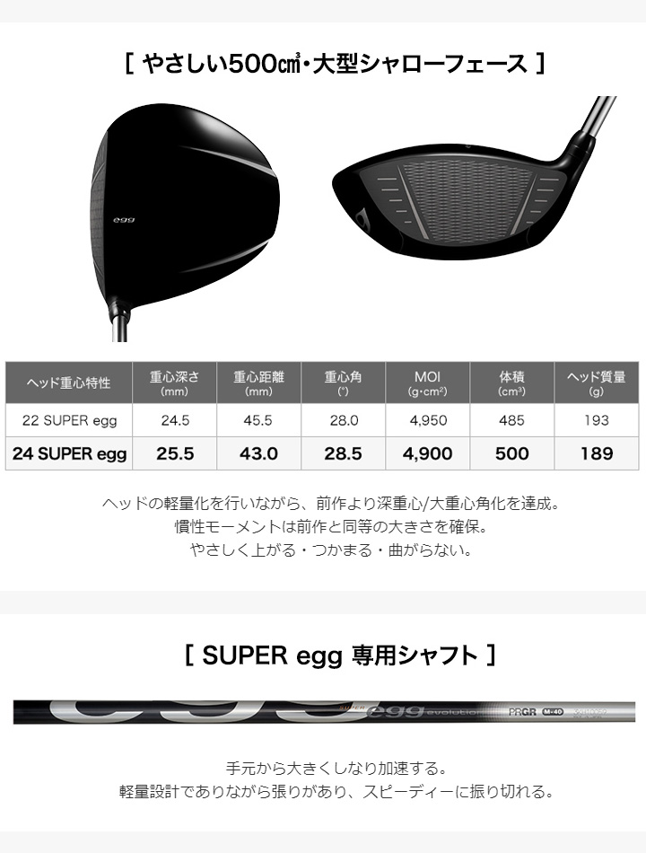 PRGR（プロギア） スーパーエッグ ドライバー 高反発モデル シャフト
