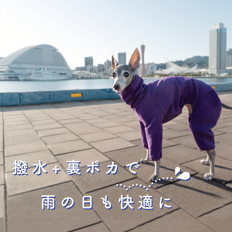 シャカシャカ 音がしない イタグレ 服 イタグレ用 着ぶくれしない あったか 裏 フリース ドッグプレイ(R) 撥水 透湿 ラッシュガード | full of vigor | 01
