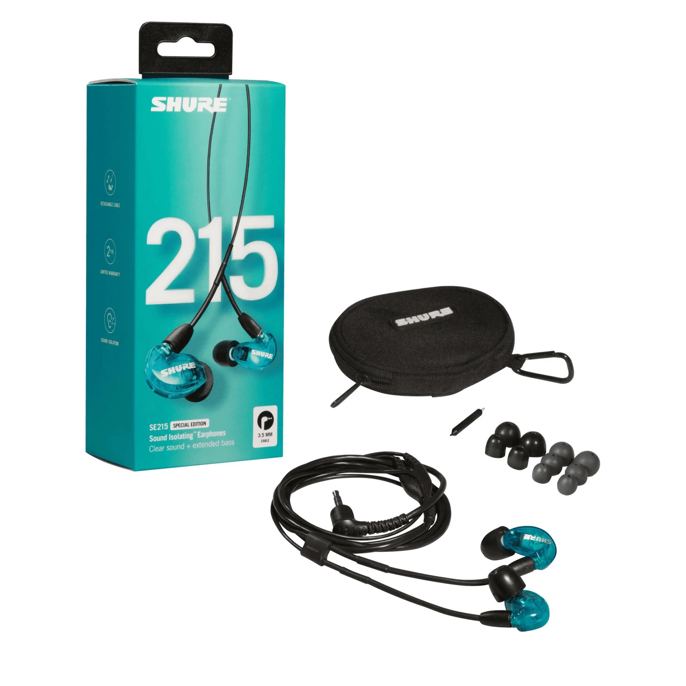 ほぼ新品SHURE シュア イヤホン 有線 SE215 ブルー 高遮音性 SHURE（シュア） SHURE SE215SPE-A プロフェッショナル 高遮音性