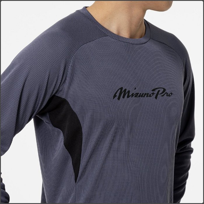 ミズノプロ メンズ KUGEKI ロングTシャツ 長袖 野球 トレーニングウェア 運動 スポーツウェア 吸汗速乾 グレー グリーン mizunopro 12JACT76 | MIZUNO | 04