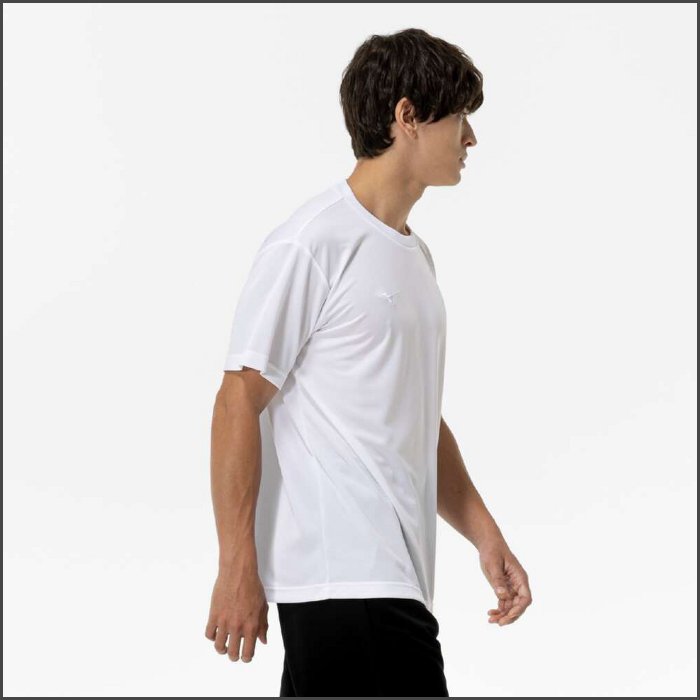 ミズノ メンズ ナビドライ Tシャツ 丸首 半袖 ワンポイント プラクティスシャツ 運動 スポーツウェア トレーニングウェア 白 無地 通学 通勤 mizuno 32MAC190 | MIZUNO | 02